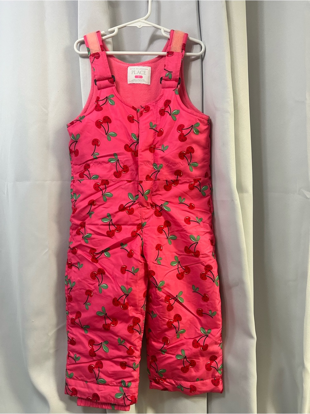 The Children's Place Hot Pink Cherry Print Snow Overalls